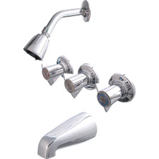 Briggs Three Handle Tub & Shower Faucet - Chrome