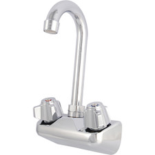 Binford Commercial Two Handle Wall Mount Faucet - Chrome, 4” Centers